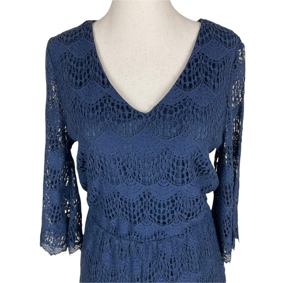 Alya Blue Lace Overlay Romper - Picture 2 of 9